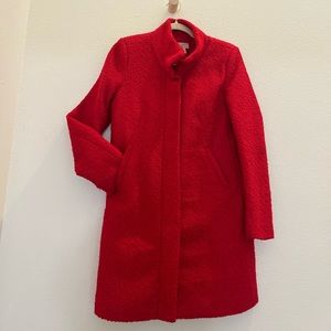 Ann Taylor Loft Funnel Neck Red Wool Coat